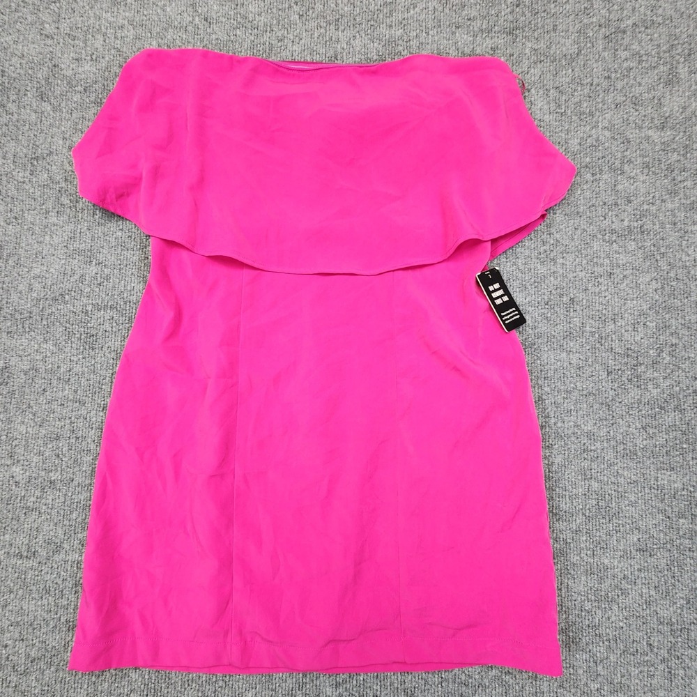 Express Off The Shoulder Ruffle Overlay Mini Dress Womens 8 Pink Barbiecore NEW
